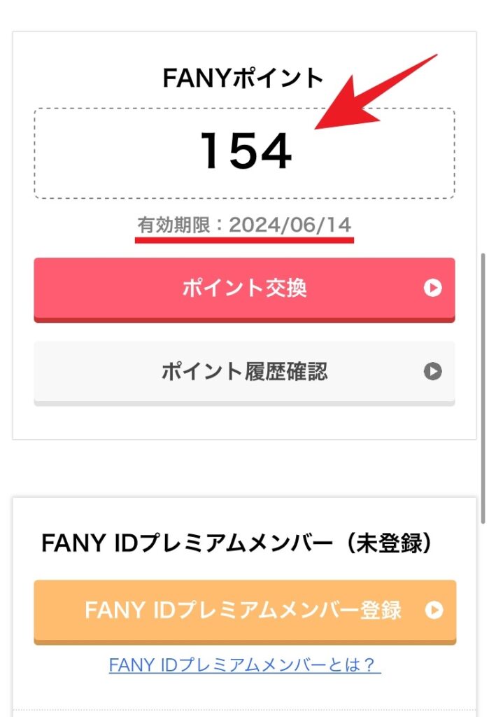 FANY Online Ticket　FANYポイント